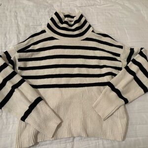 a new day Black and White Striped Turtleneck Sweater